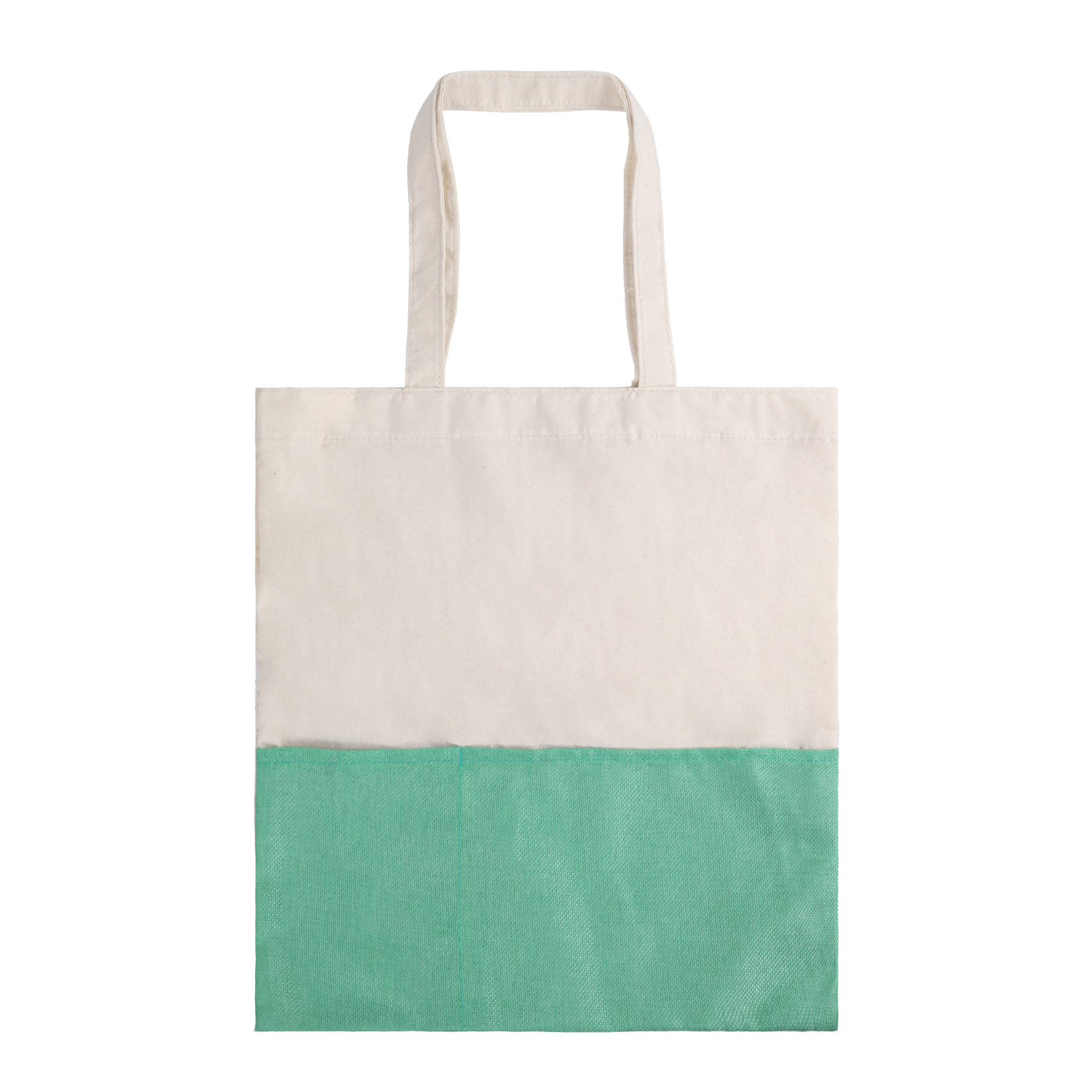 Two-Tone Cotton/ Burlap Tote with Pocket, custom tote bag with logo imprint 8