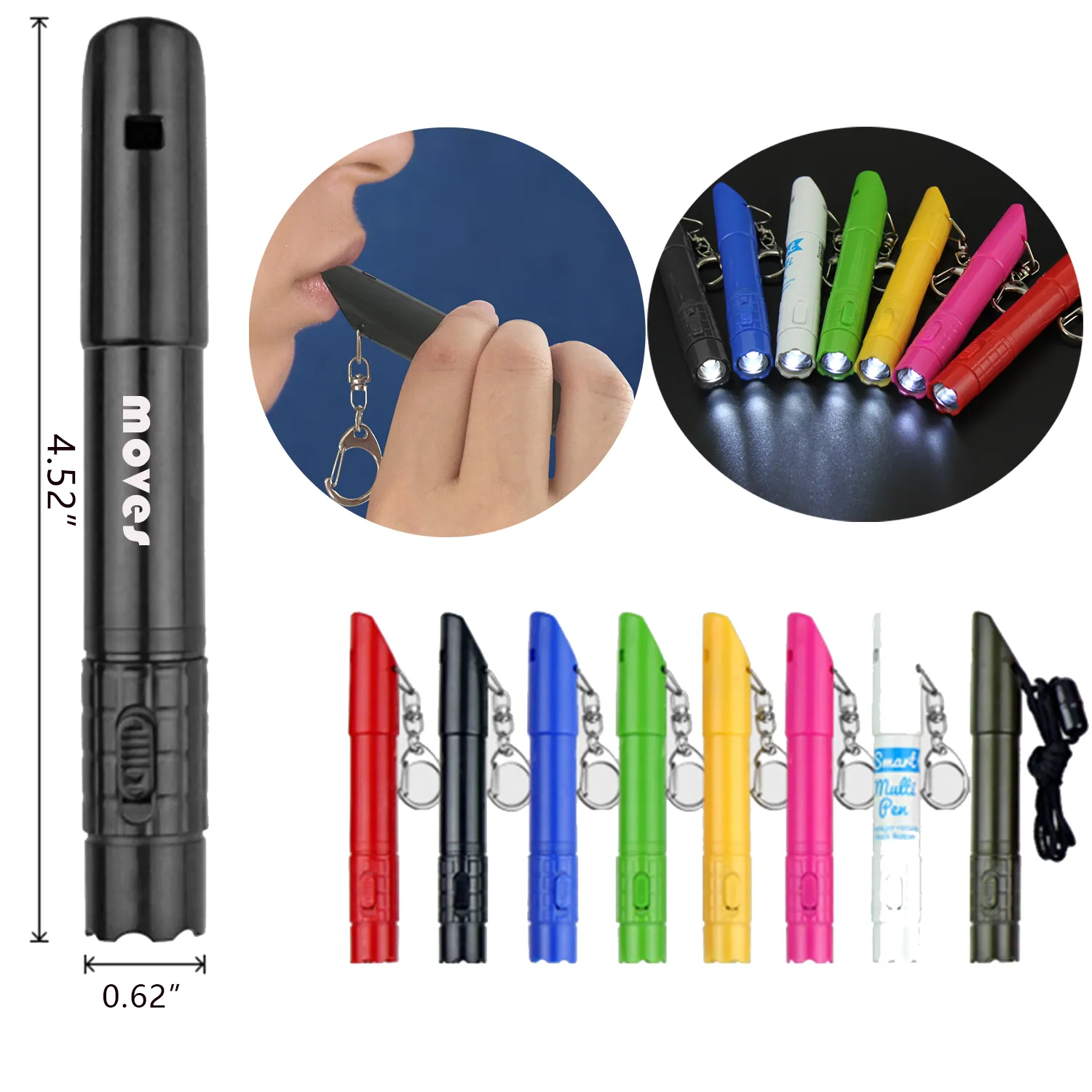Whistle Lanyard Ballpoint Pen With LED Lamp 1