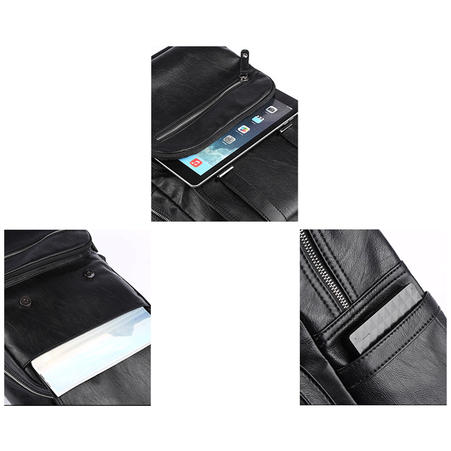 14 Inches Laptop Pu Leather Middle School Students Backpack 4