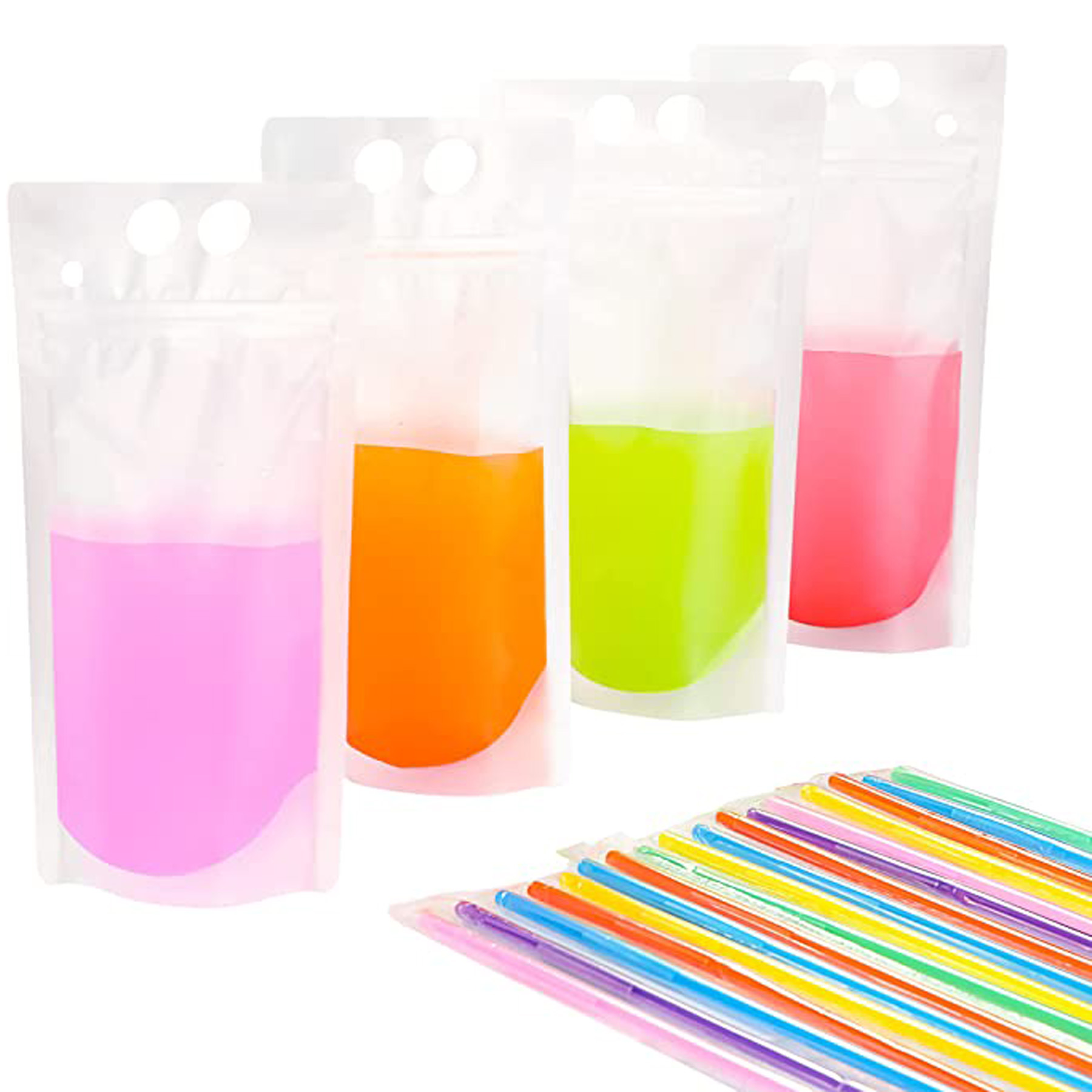 500ML/16OZ Juice Pouches Drink Pouches with Straw 1
