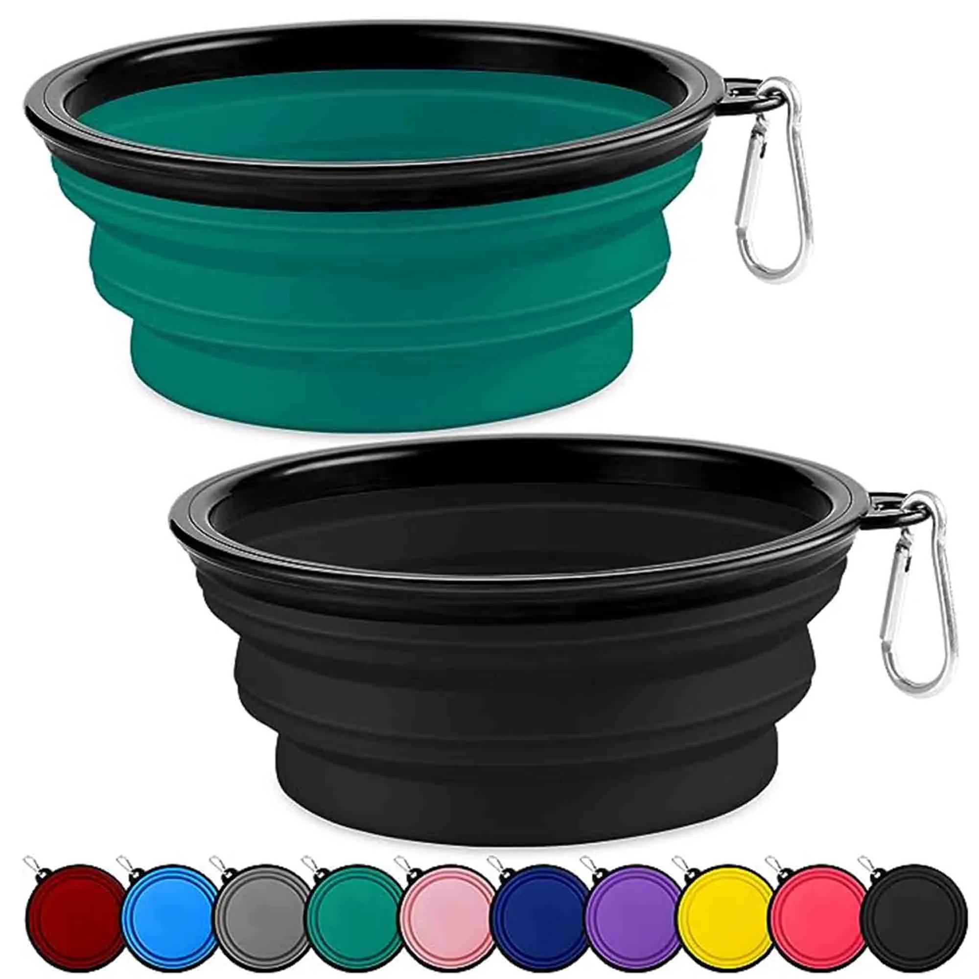 Silicone Collapsible Pet Bowl With Carabiner
