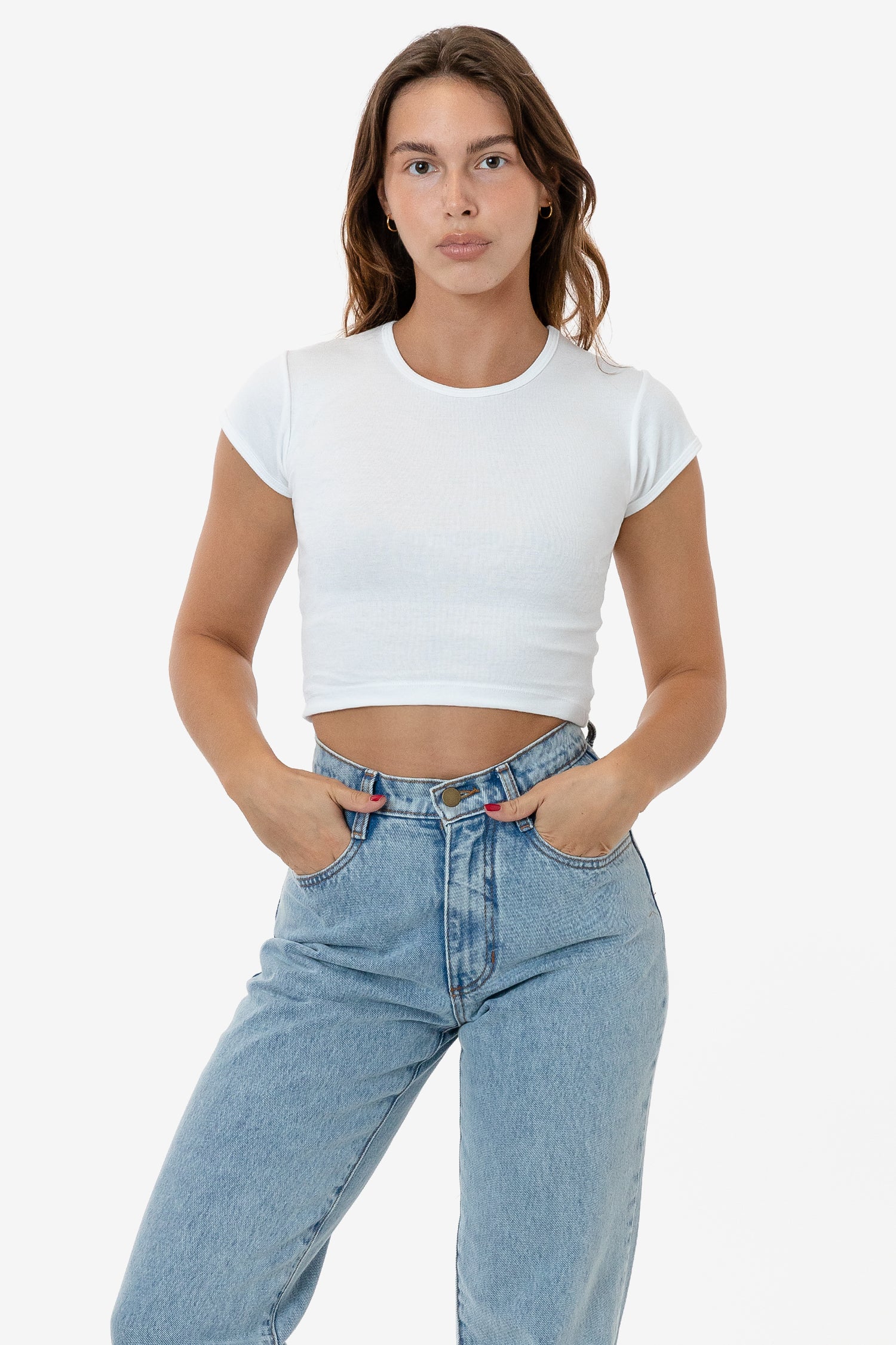 BABY RIB CAP SLEEVE CROP TOP 3