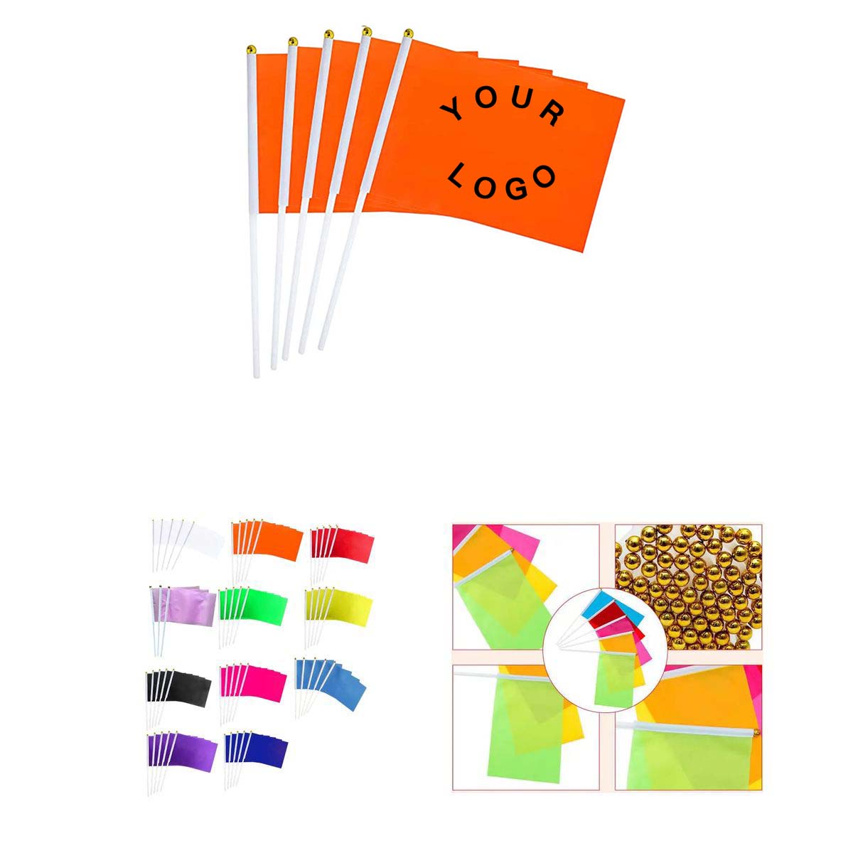 Handheld Flag with Stick and Gold Tip 8