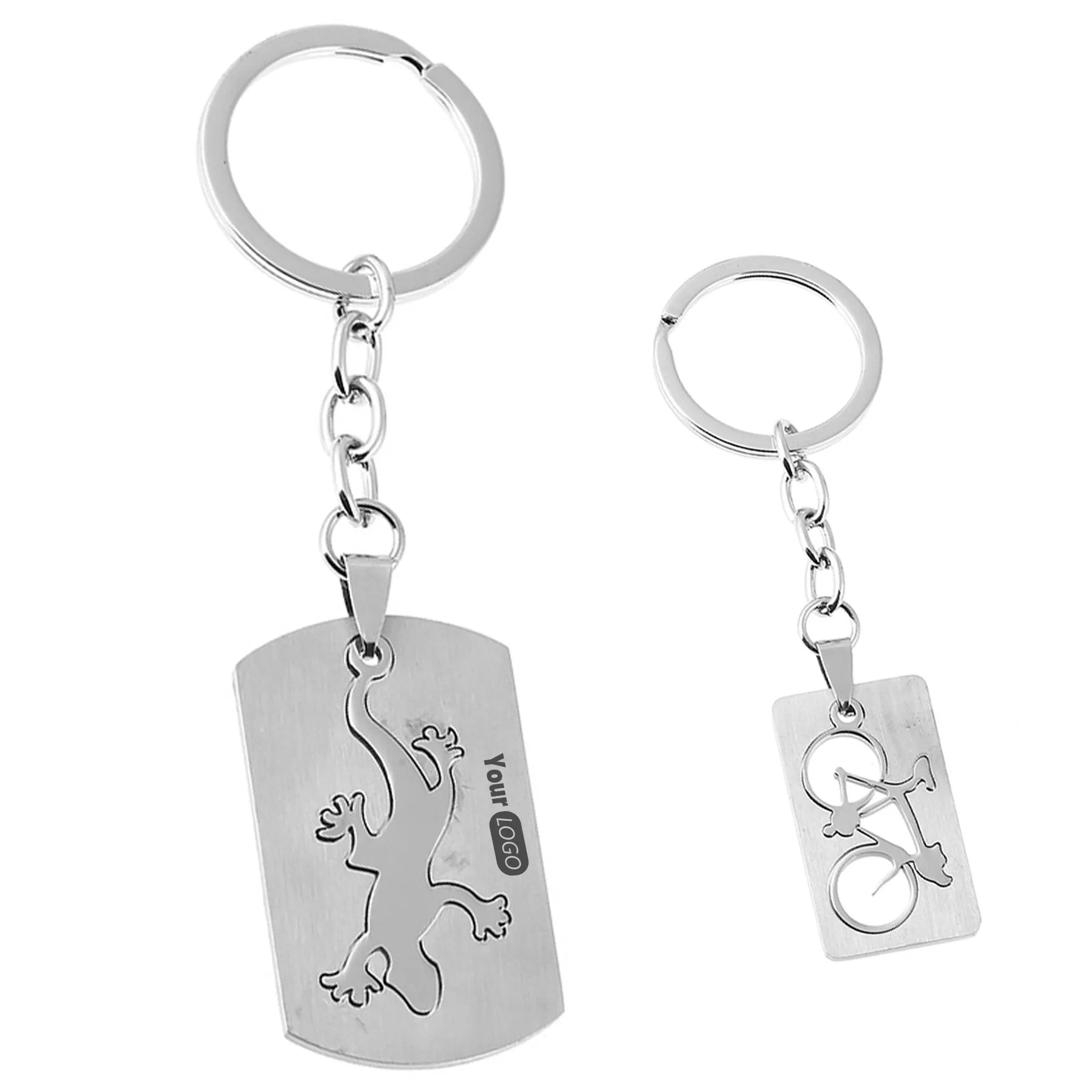 Stainless Steel Gecko Bicycle Keychain 3