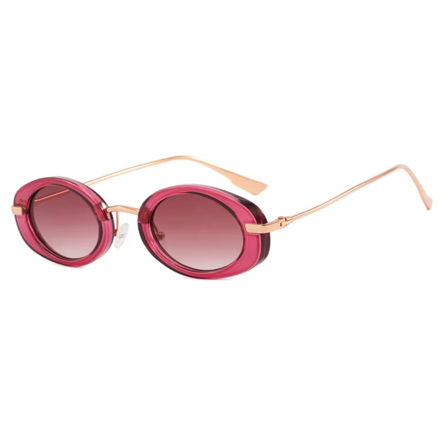 Unisex Oval Metal Temple Sunglasses 5