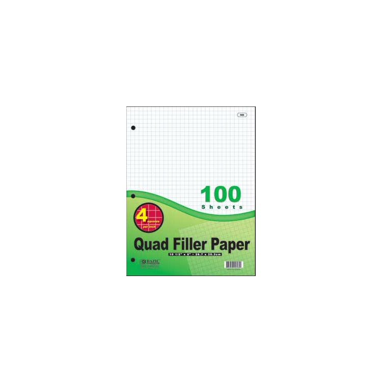 Quad-Ruled Filler Paper - 100 Sheets 1