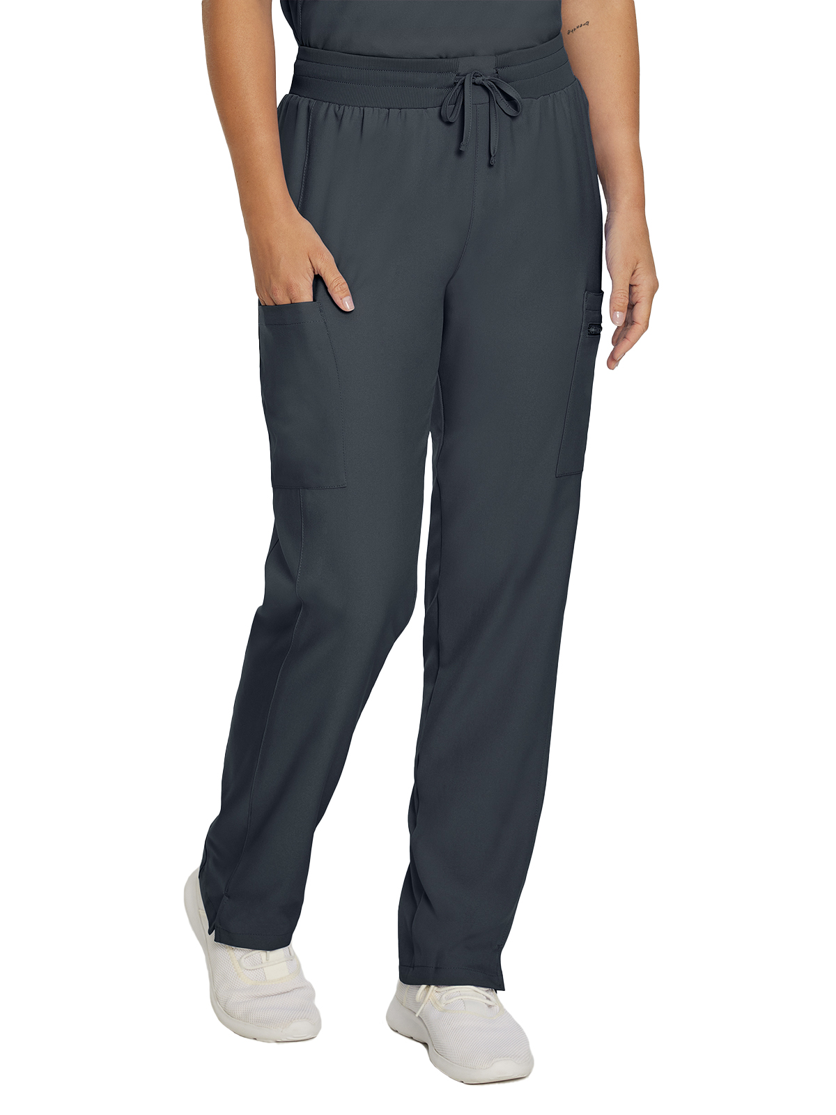 Landau - Forward - Women's Seven-Pocket Mid-Rise Rib-Knit Elastic Waist Cargo Pant 4