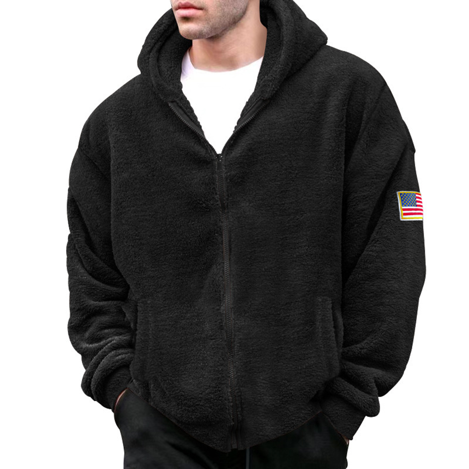 Men's Warm Zip Up Sherpa Fleece Thick Hooded Winter Jacket 11