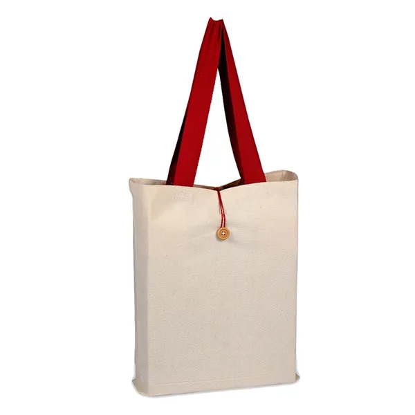 Button-up canvas tote bag -15h x 16w x 3d 6