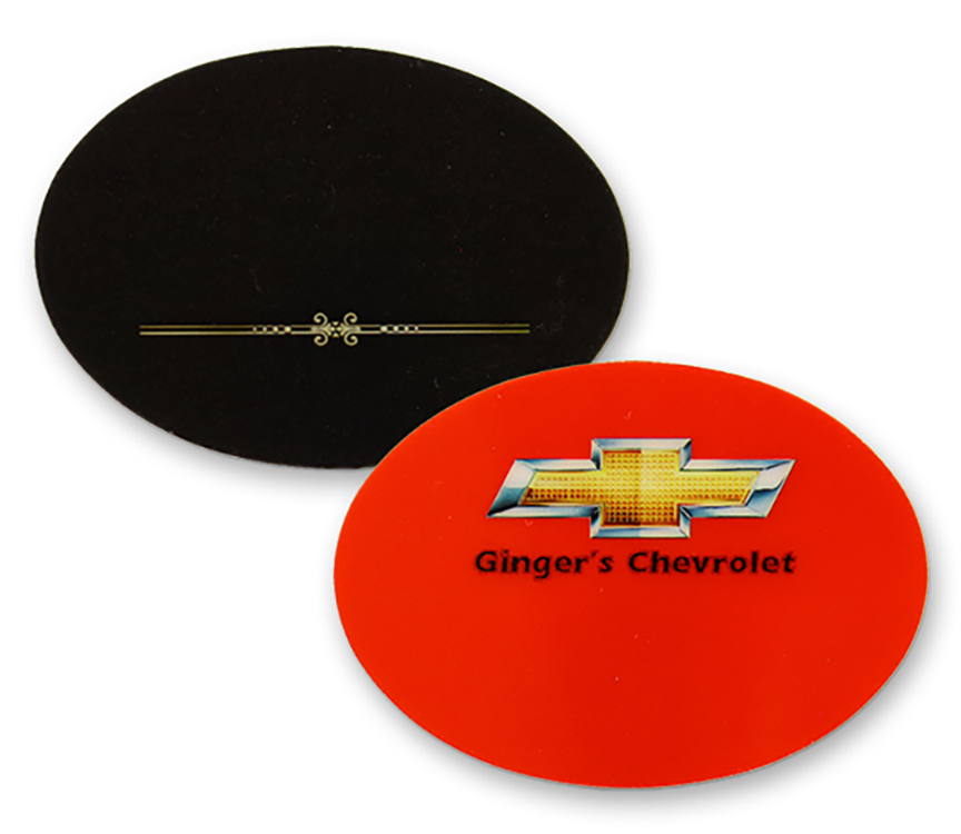 Cyclops Economy Full Color name badge oval. 1 13/16" x 2 1/2" 2