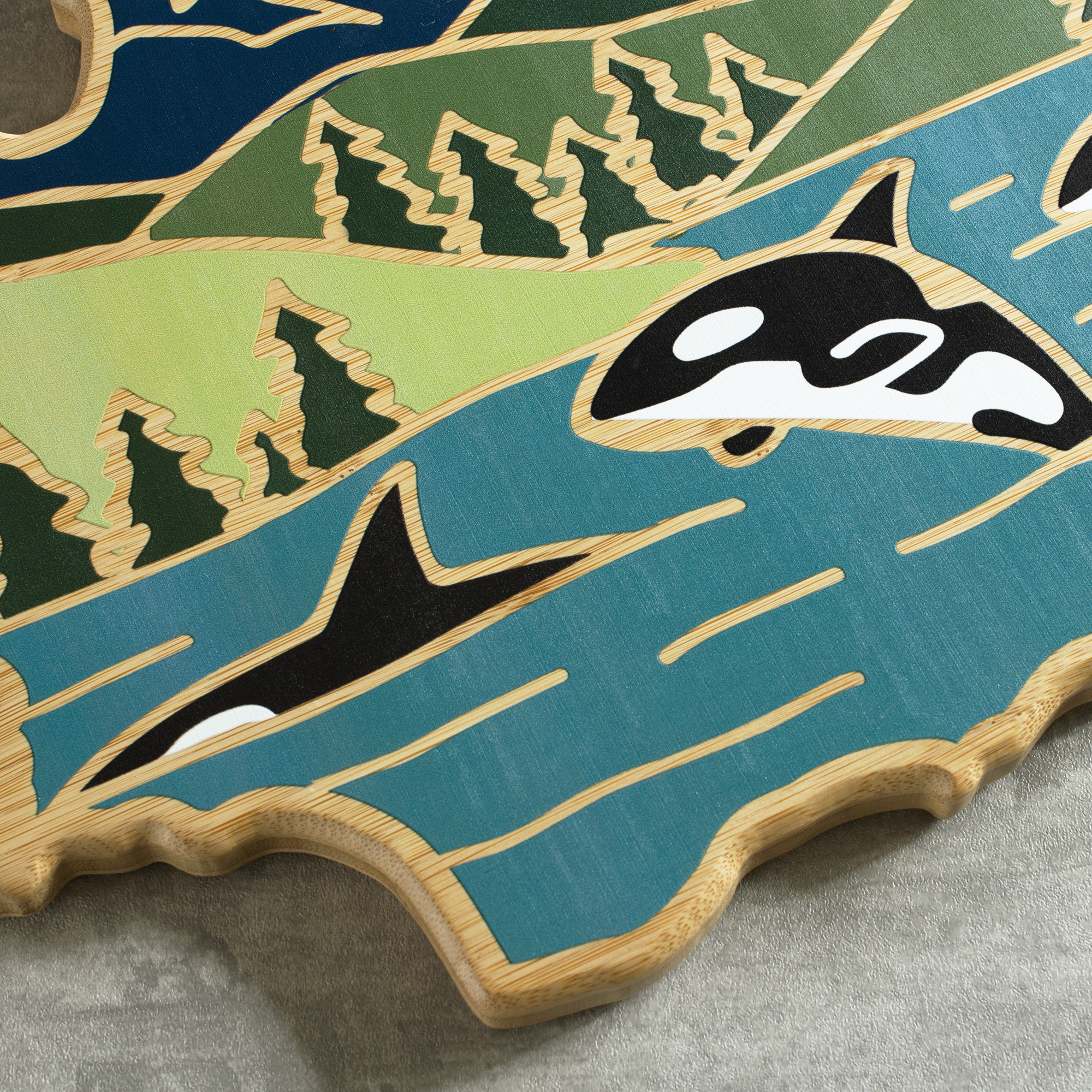 Washington State Shaped Cutting and Serving Board with Artwork by Summer Stokes 3