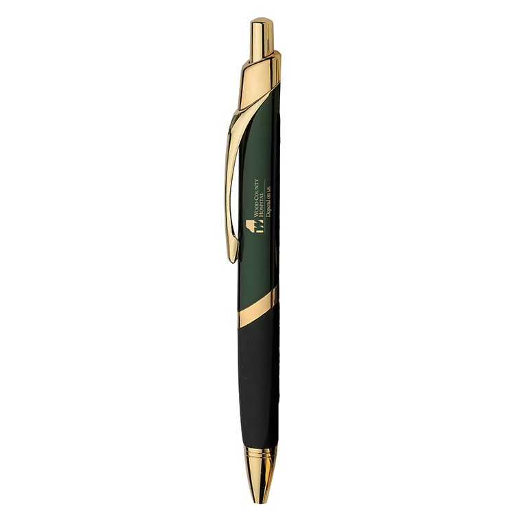 Intriad Triangular Retractable Ballpoint Pen with Rubber Grip - Gold Appointments