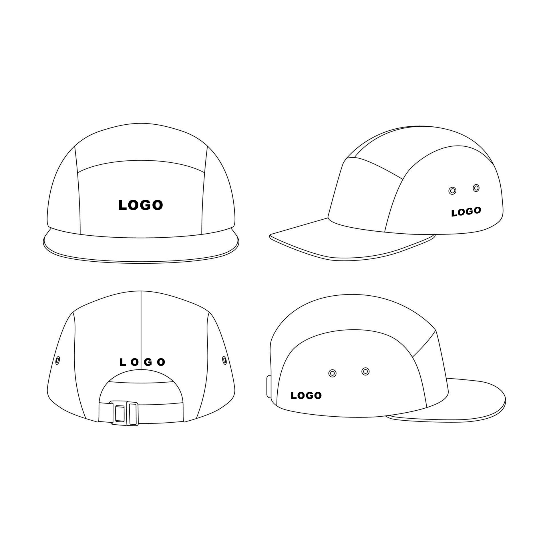 5 Panel Camp Style Snapback Hat-100% Cotton 6