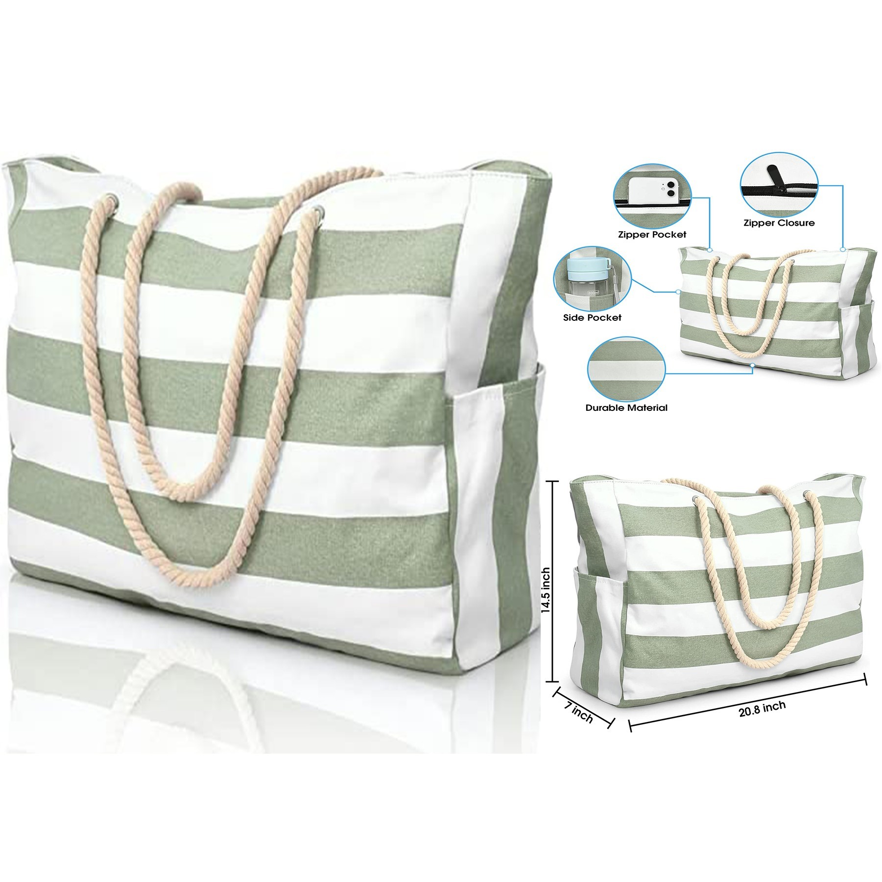 20.8 x 7 x 14.5 Inches Beach Bags for Women 1