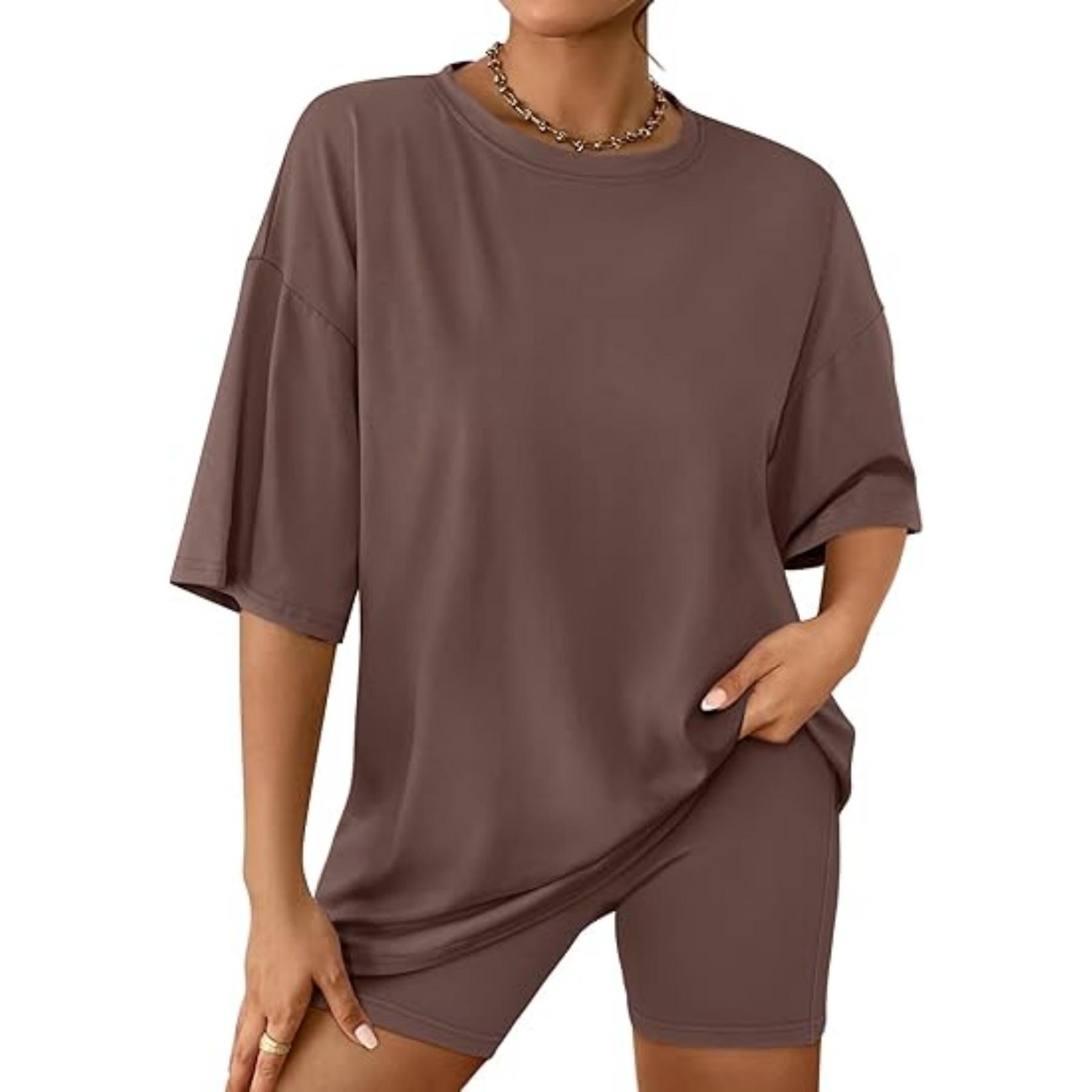 Womens Summer Oversized Tshirts Biker Shorts 2