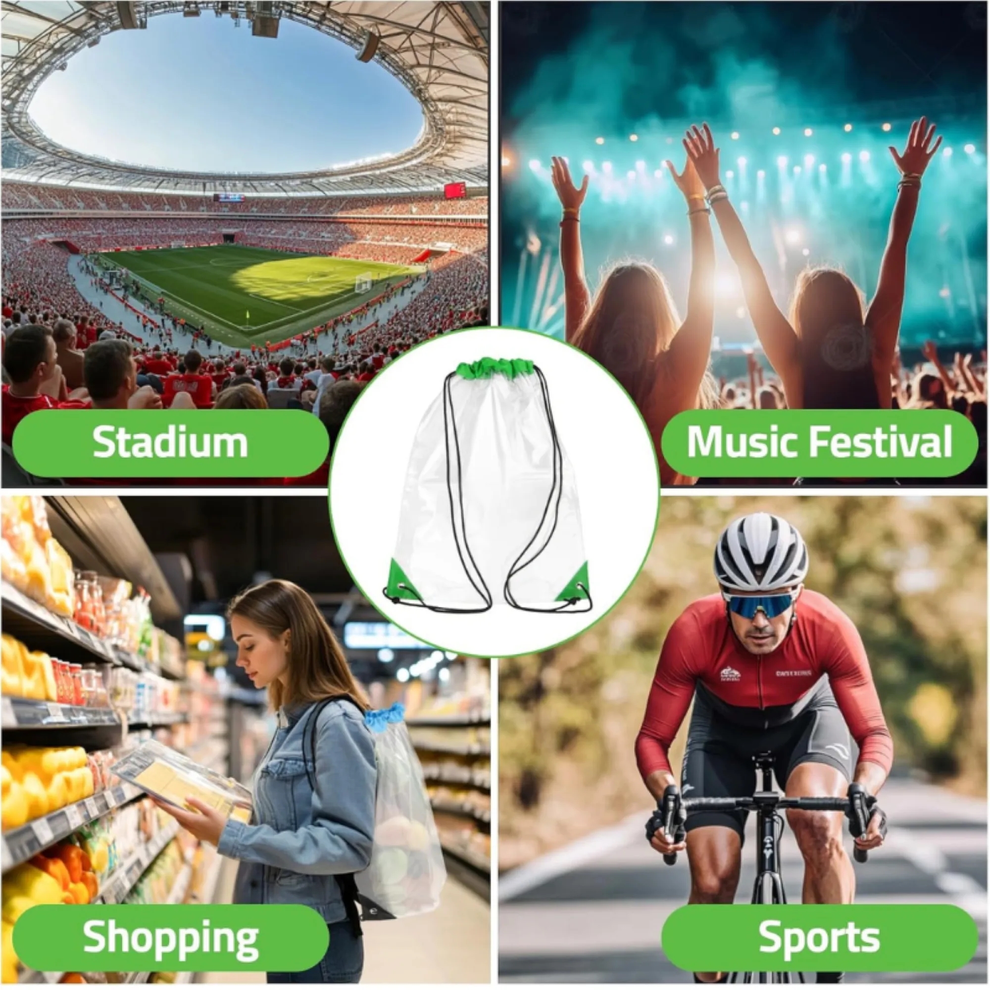 PVC Large Capacity Transparent Drawstring Backpack 5
