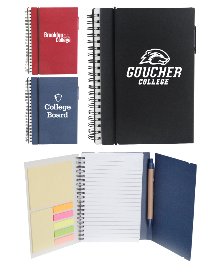 Eco Spiral Notebook W/Sticky Notes and Flags & Pen 3