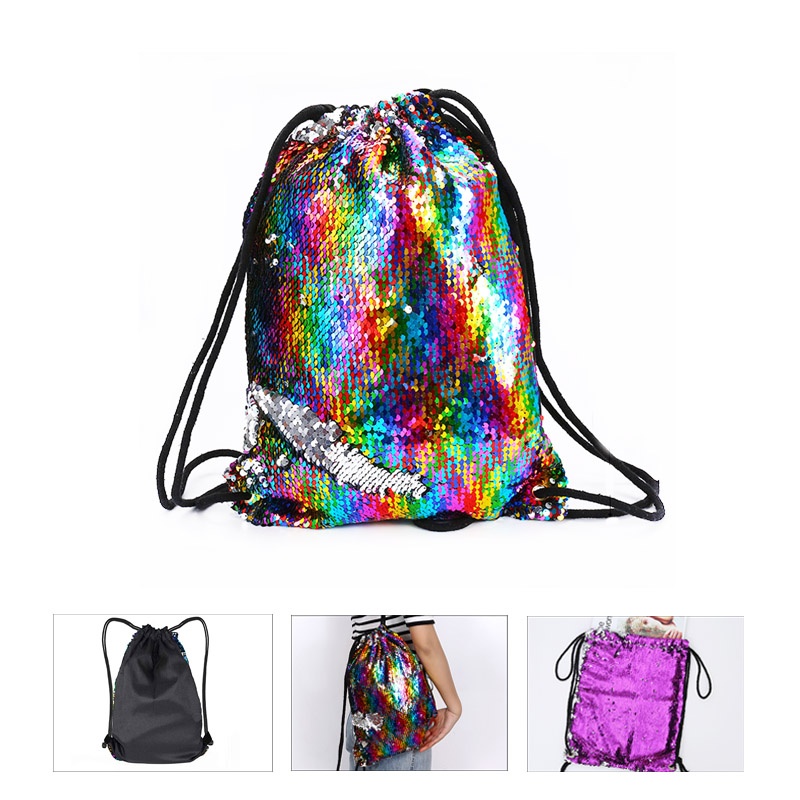 Sequin Drawstring Storage Backpack 2