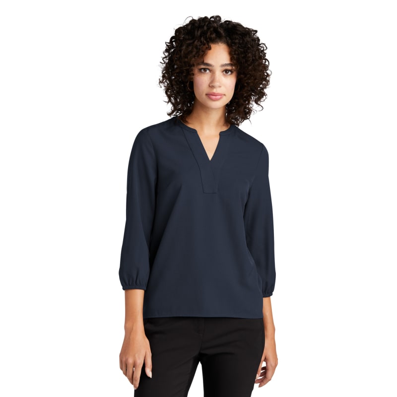 MERCER+METTLE Women's Stretch Crepe 3/4-Sleeve Blouse 1