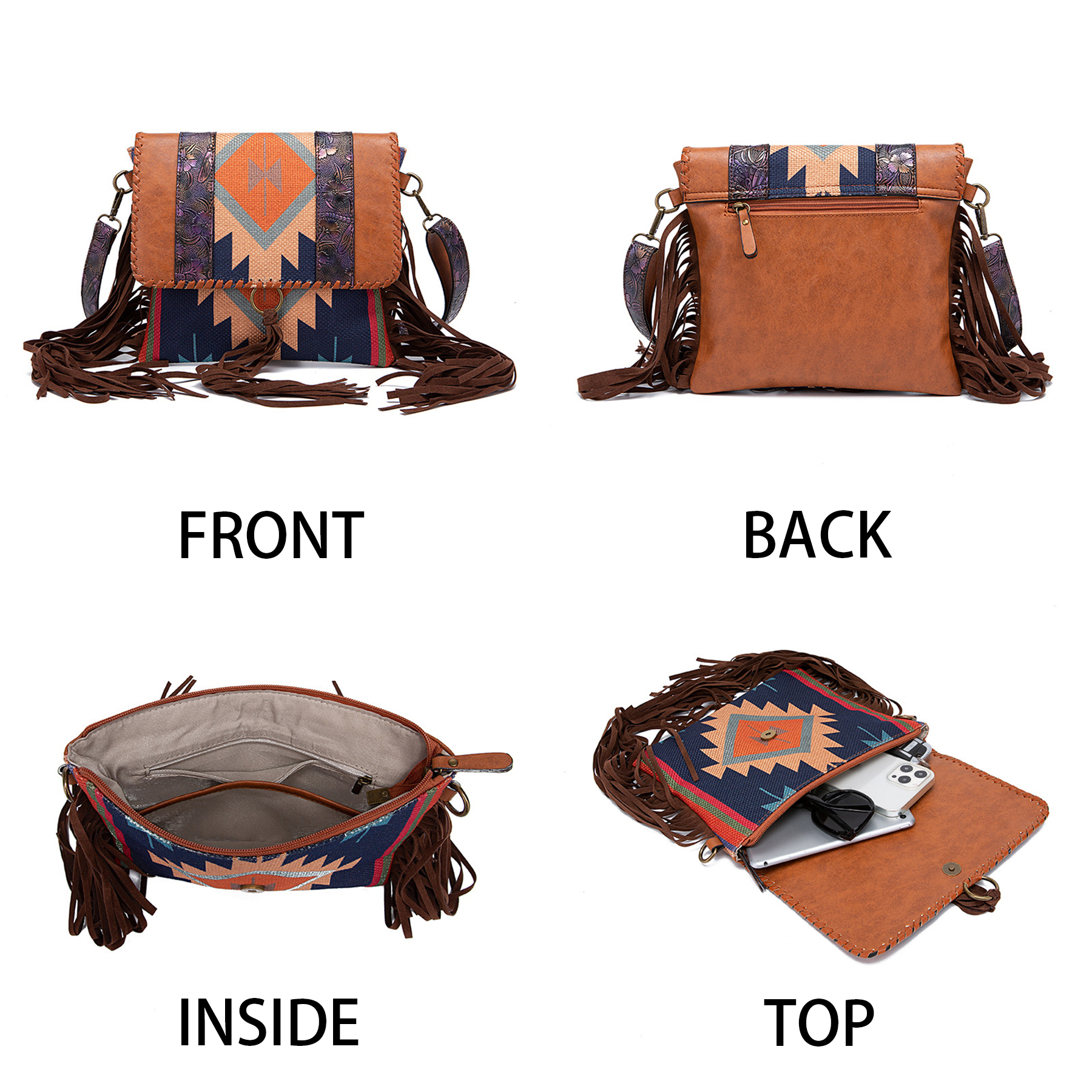 Cotton Colorful hand-woven cotton and linen cross-body bag 8