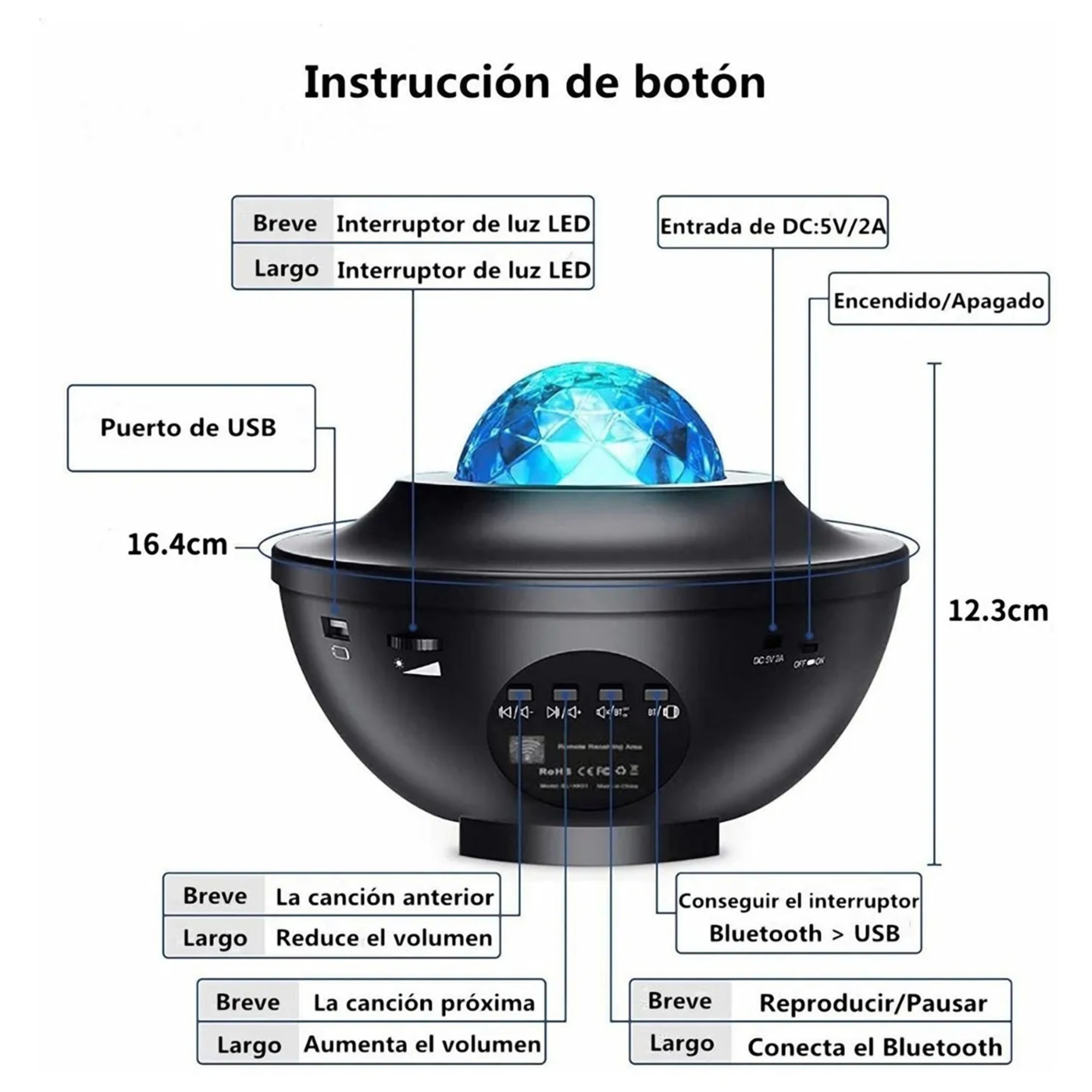 Star Projector Night Lamp w/Bluetooth Music Player 5