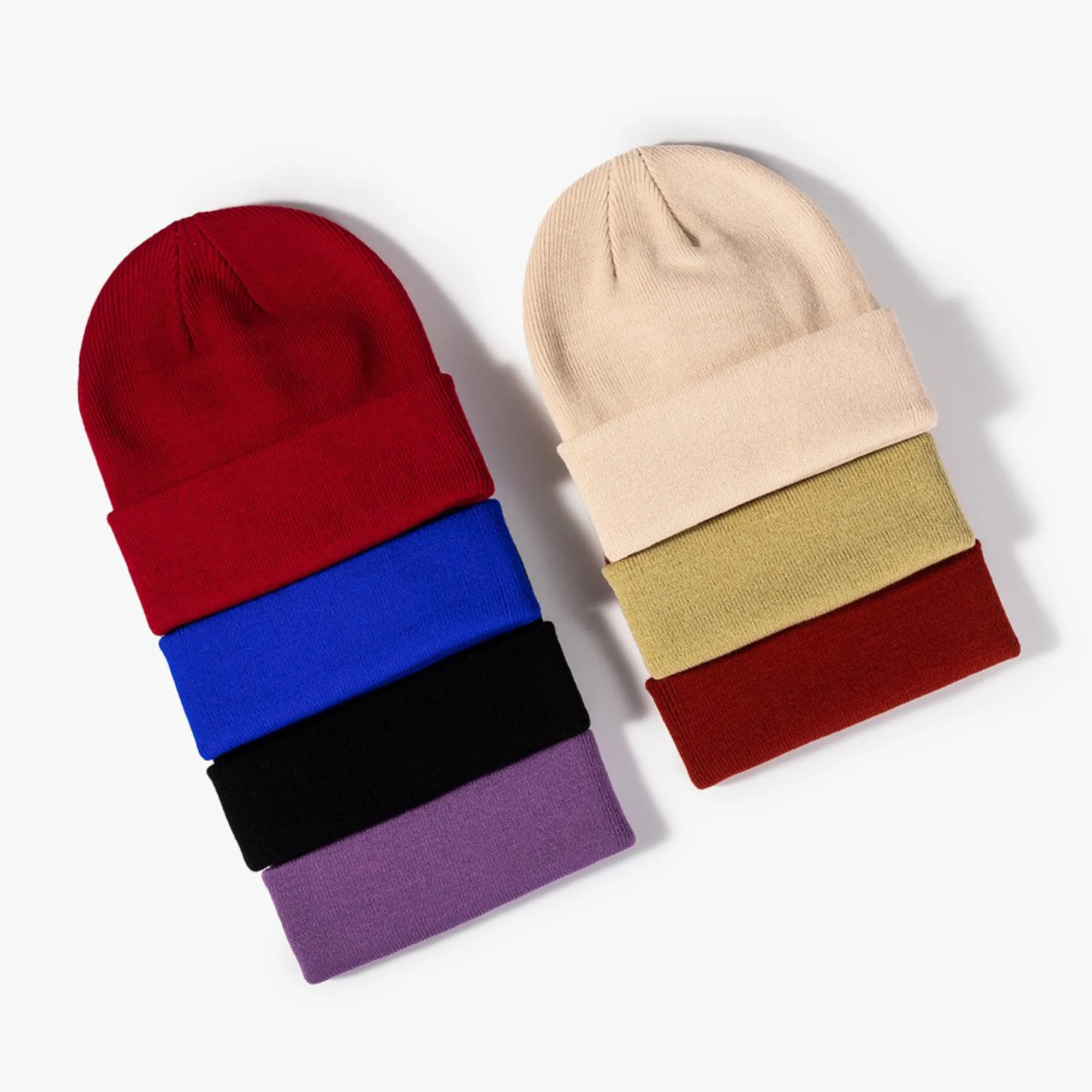 Cuff Cotton Embroidered Knitted Beanie 7
