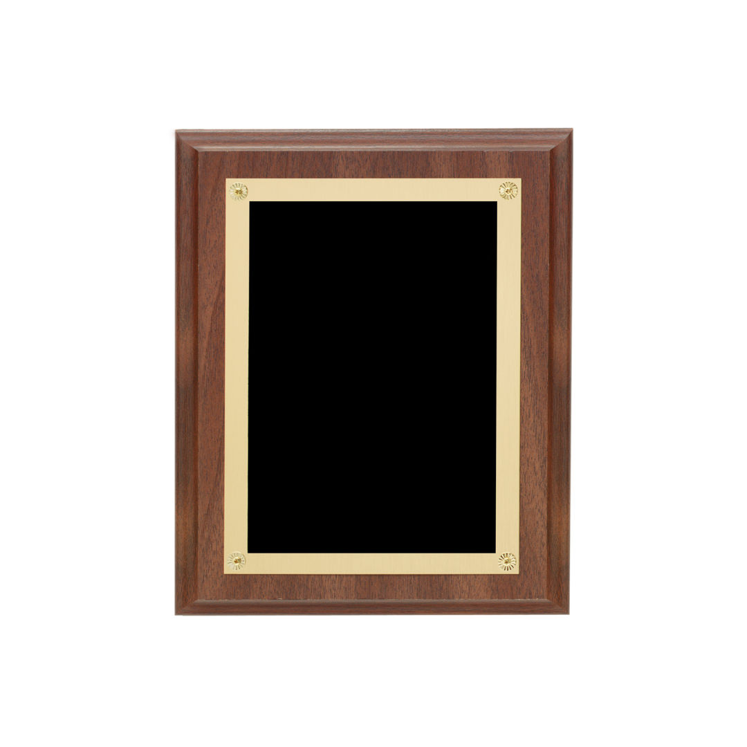 Walnut Finish Plaque w/Rosettes 13