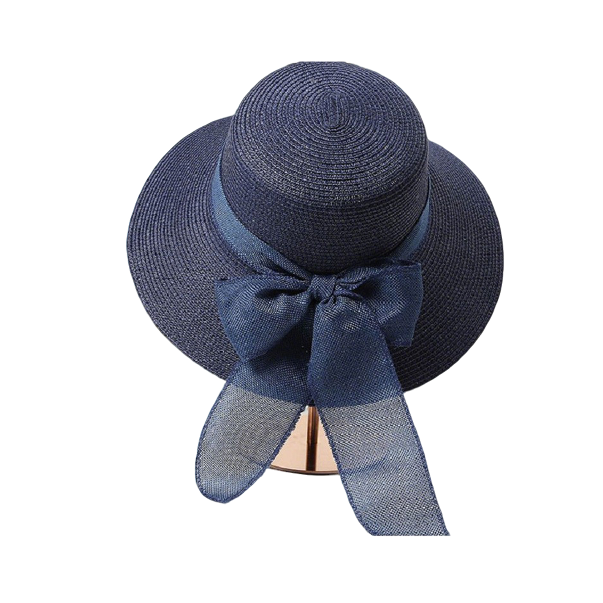 Ribbon Trim Beach Straw Hat With Sun Protection 3
