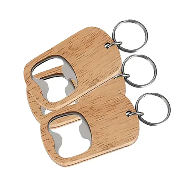 2-in-1 Wooden Bottle Opener Keychain 1