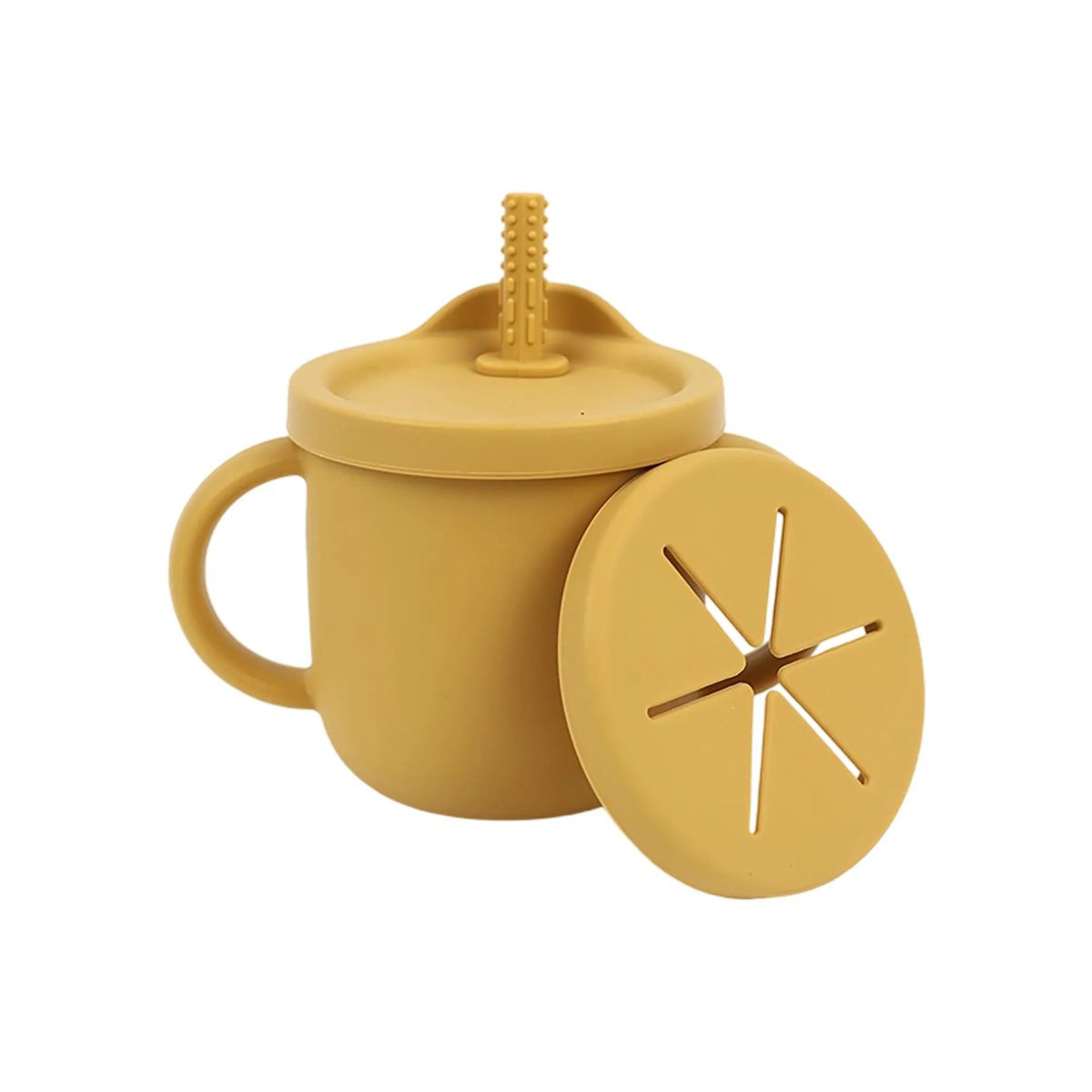 Silicone Toddler Cup with Straw Stopper and Dual Lids 1
