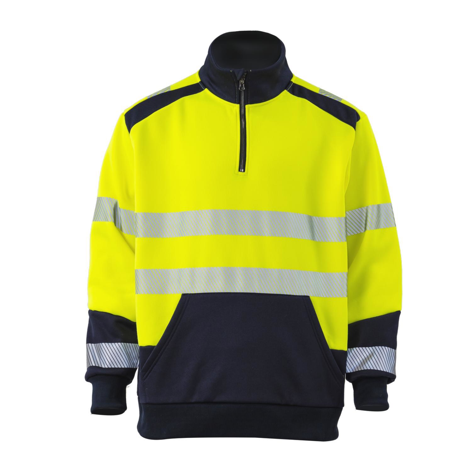 Class 3 Color Block Safety 1/4 Zipper With Segmented Tape And Kangaroo Pocket