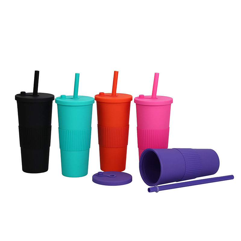 Customized double-layer large hole straw plastic cup 4