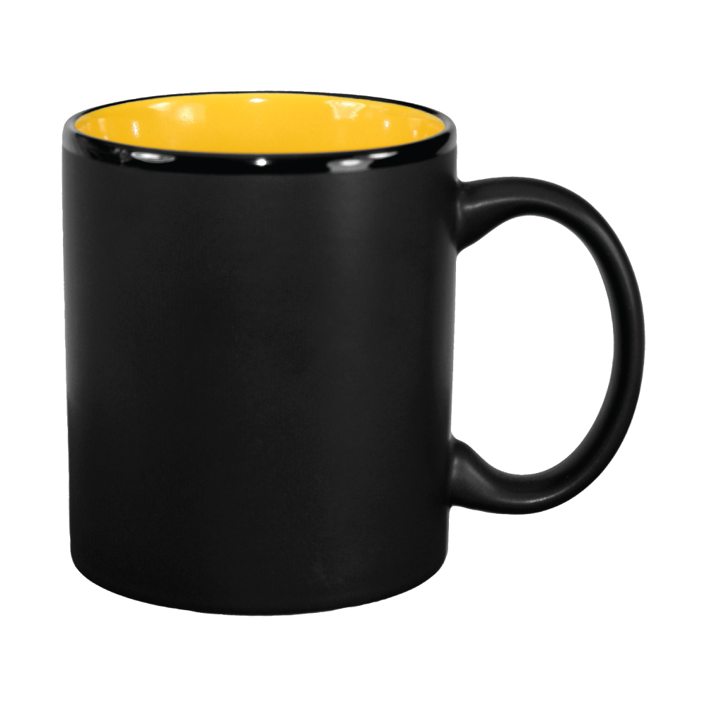 11 oz. Yellow In / Matte Black Out Hilo C Handle Mug 2