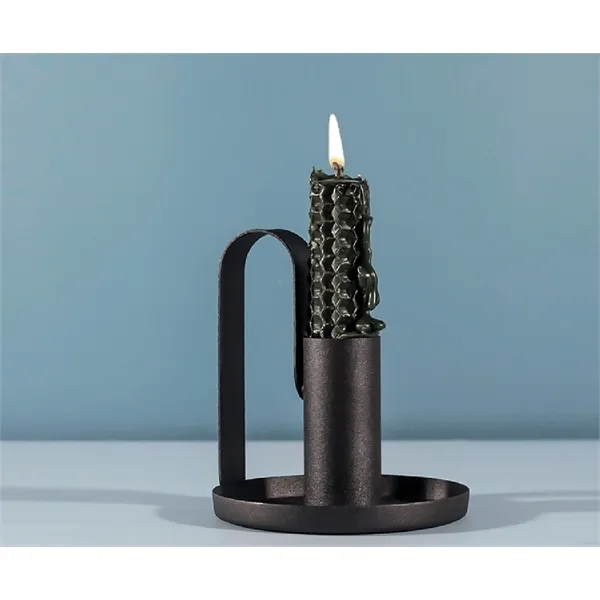 Black Wrought Iron Candle Base With Handle 4