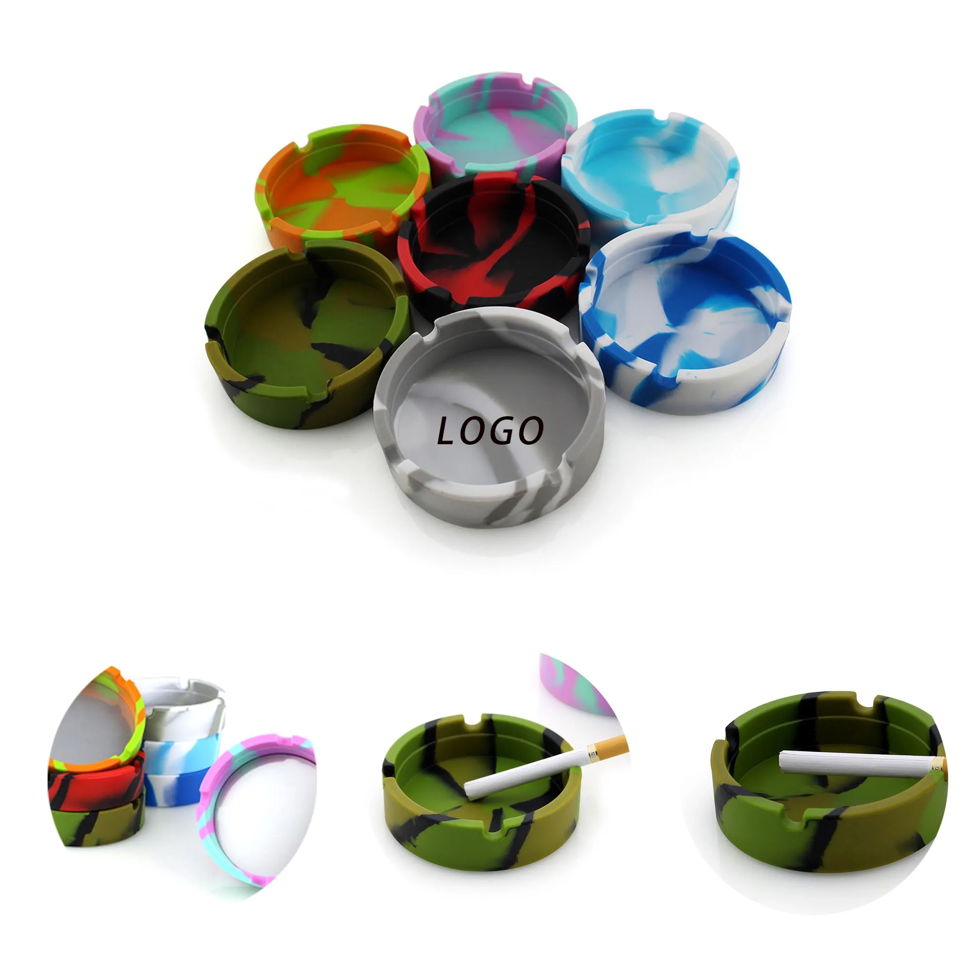 Eco-Friendly Silicone Ashtray With Logo For Safety