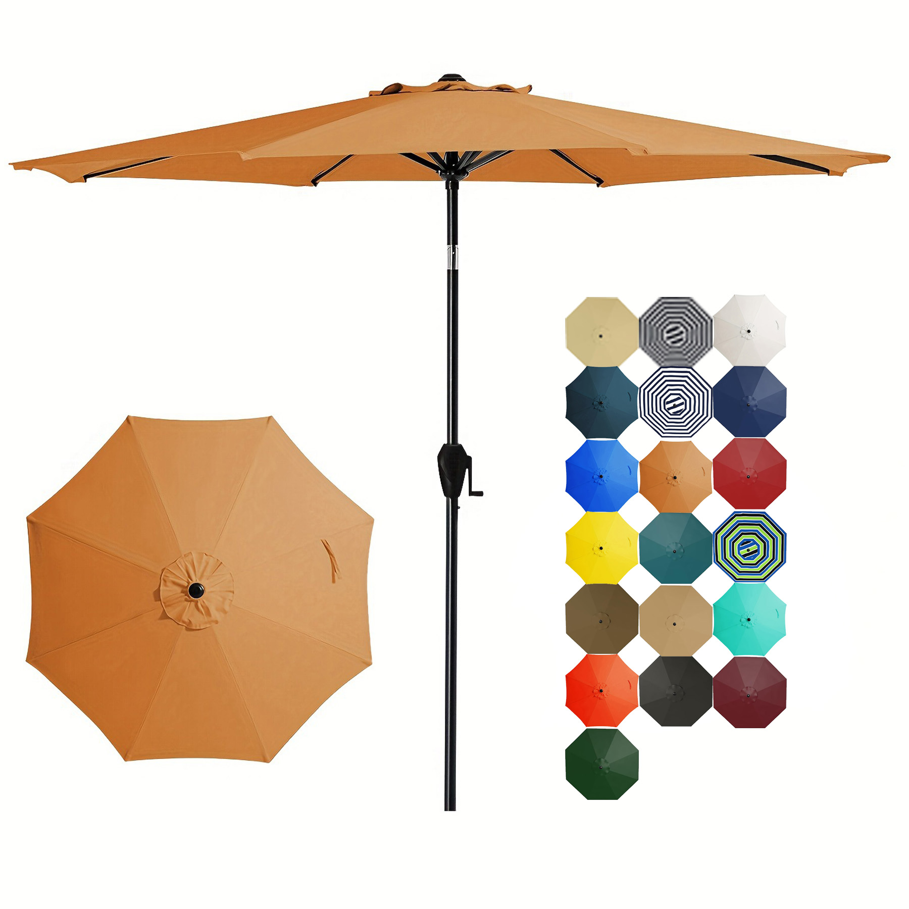Crank Lift Button Tilt Outdoor Table Umbrella 12