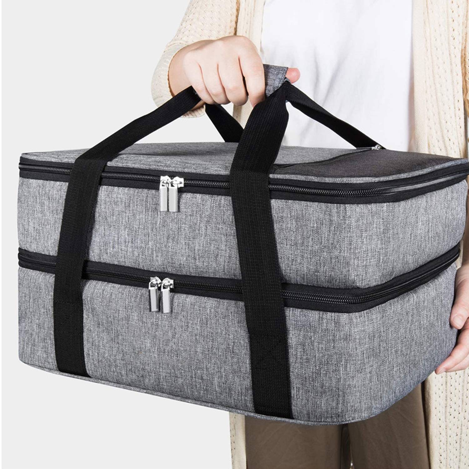 25L Double Decker Oxford Insulated Lunch Cooler Bag w/Handle 4