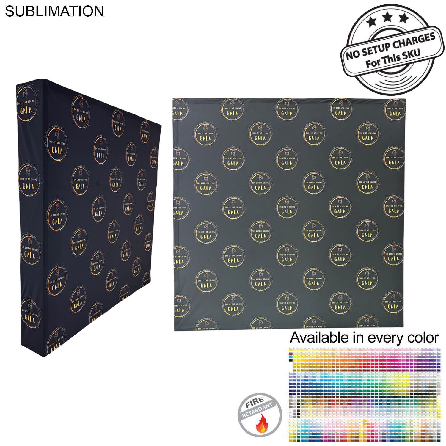 7.5' Straight Wall Full Height Tension Fabric Pop-up Display Kit with Wrap End Caps, NO SETUP CHARGE 8