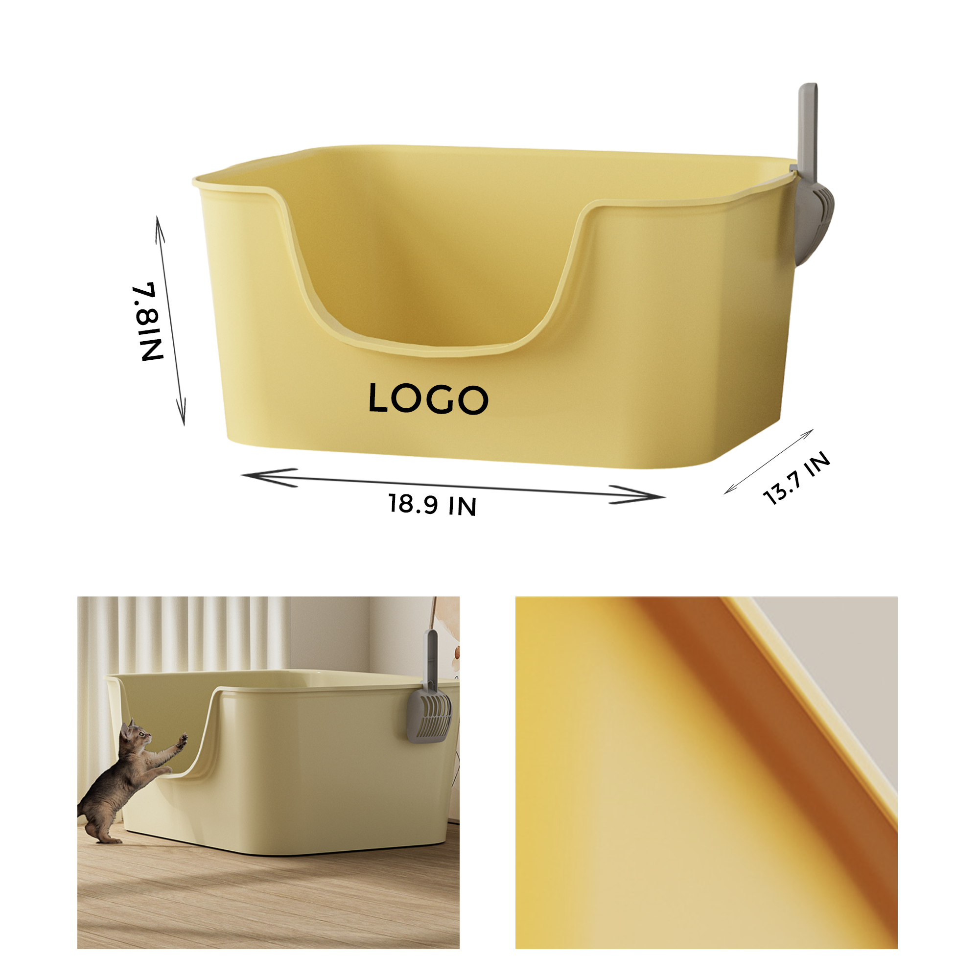 MOQ 10 PCS Versatile Plastic Open Cat Litter Box 2
