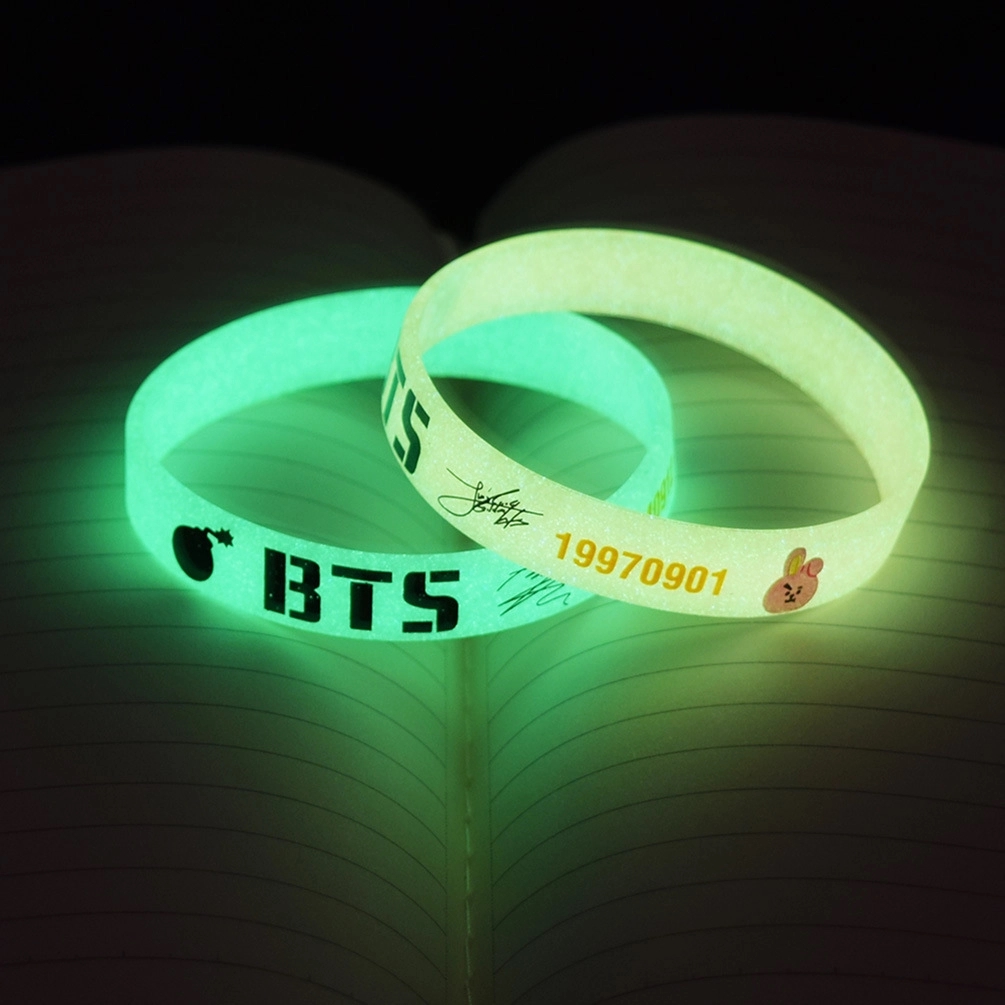 1/2" Glowing printing silicone bracelet wristbands 10