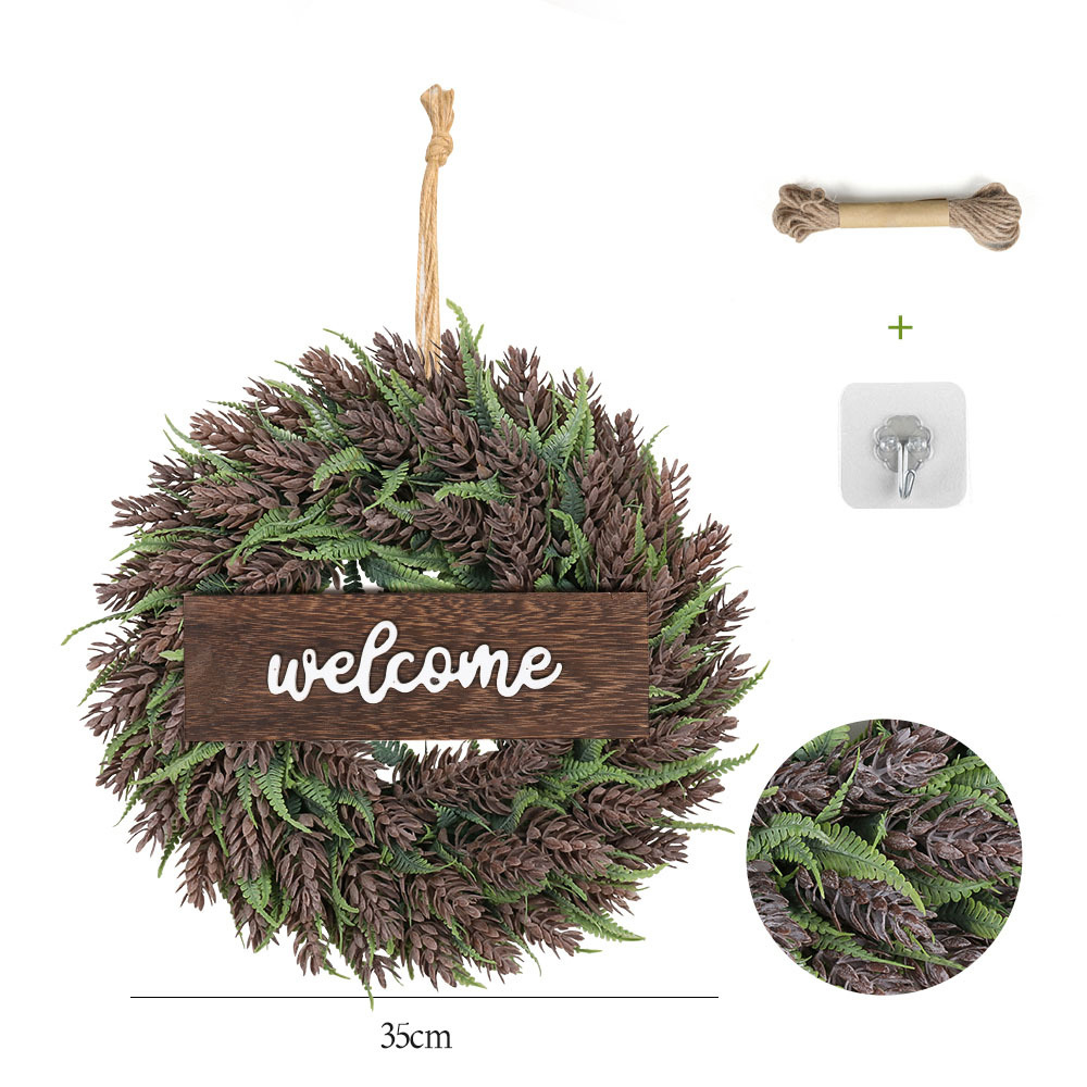 35cm Christmas Artificial Pine Cone Wreath Door Decoration 2