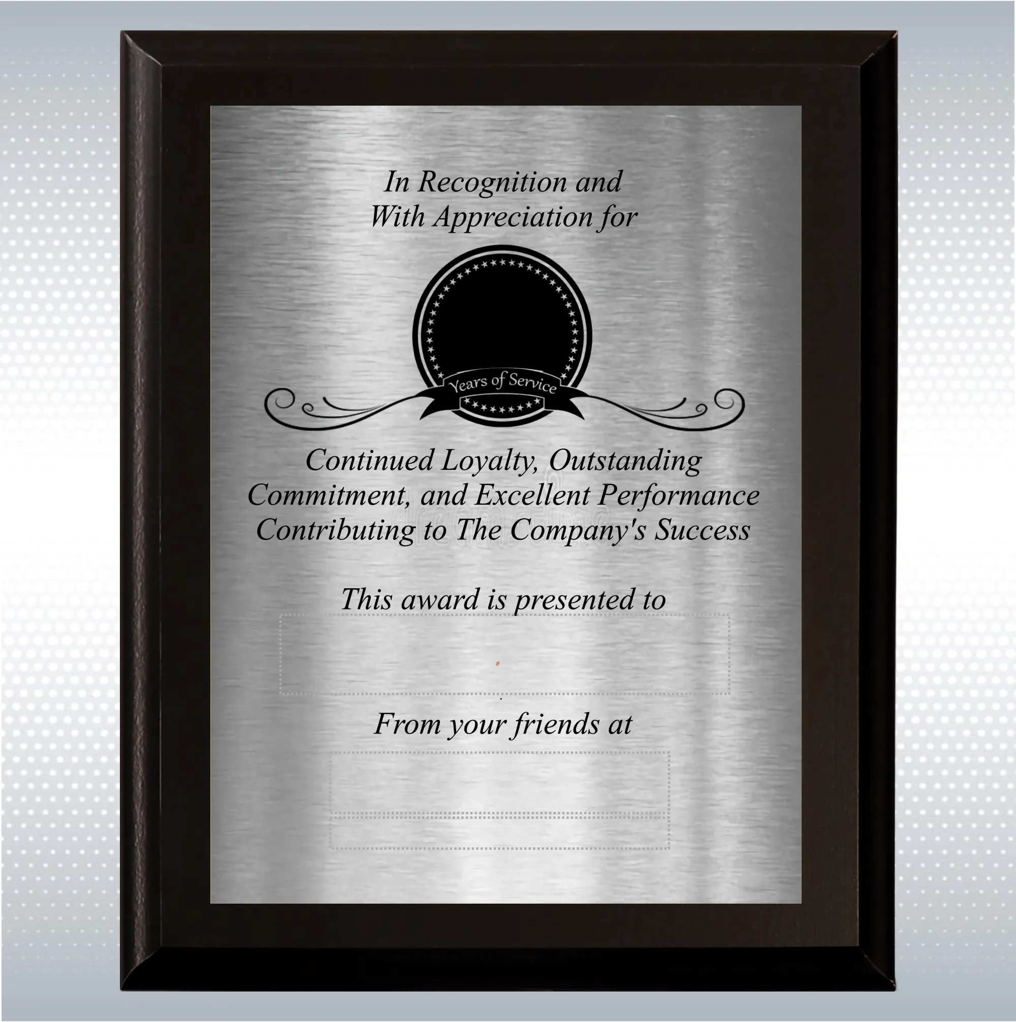 Black Matte Personalized Years of Service Gift Award Plaque 8