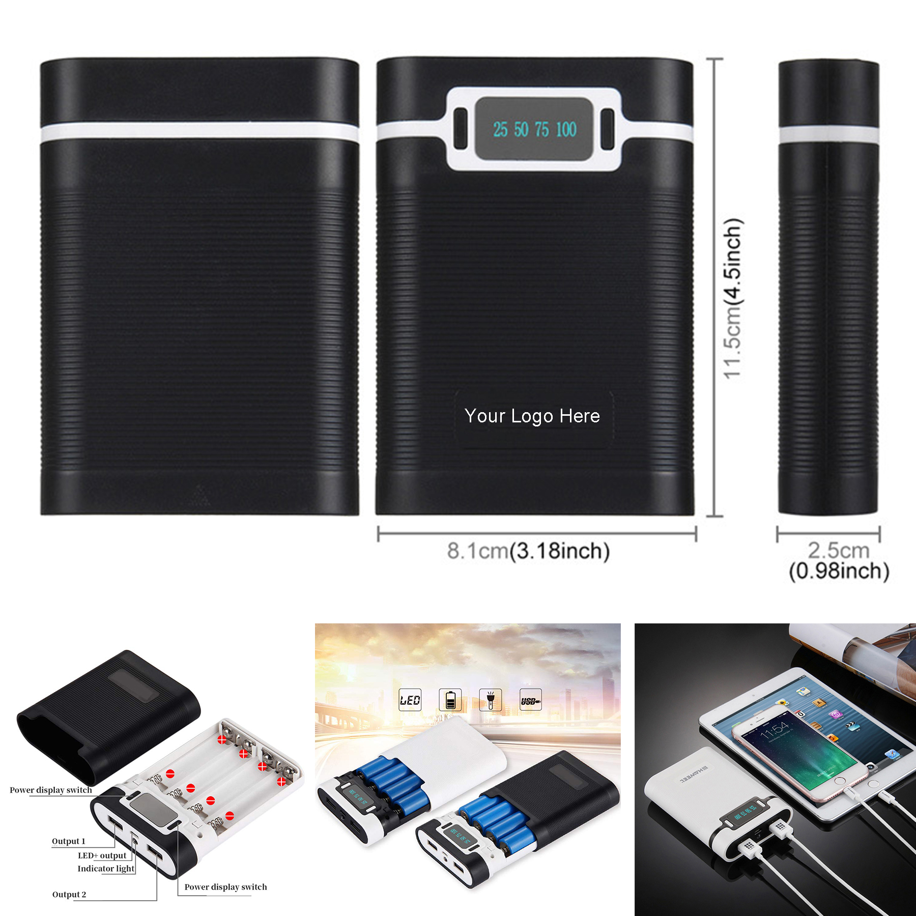 Portable Charger with Four 3.7V Lithium Batteries 2