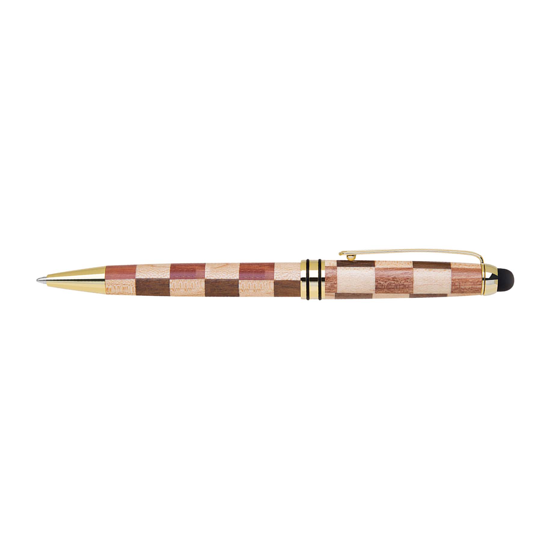 ECO-Friendly Checkered Design wooden stylus and ballpoint pen 3