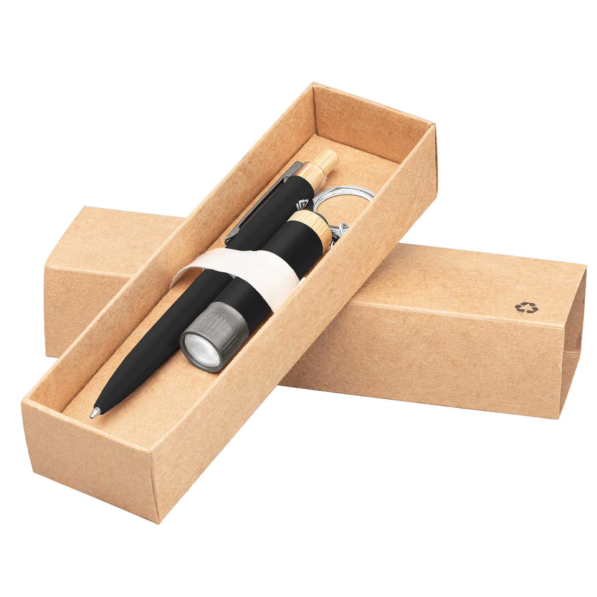 Reborn Recycled Aluminum Bamboo Accented Pen & Flashlight Gift Set 7