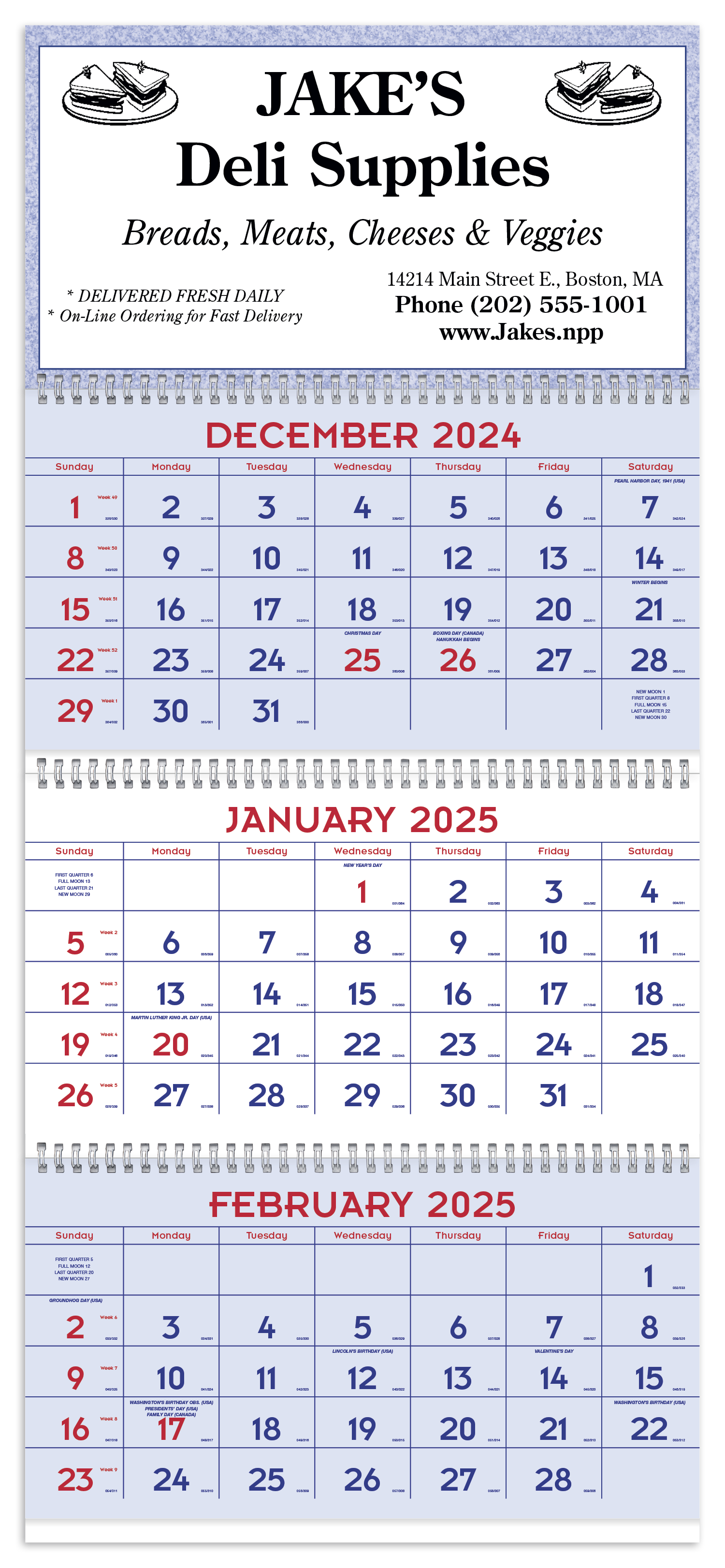 Triumph® Calendars Red & Blue Commercial Planner