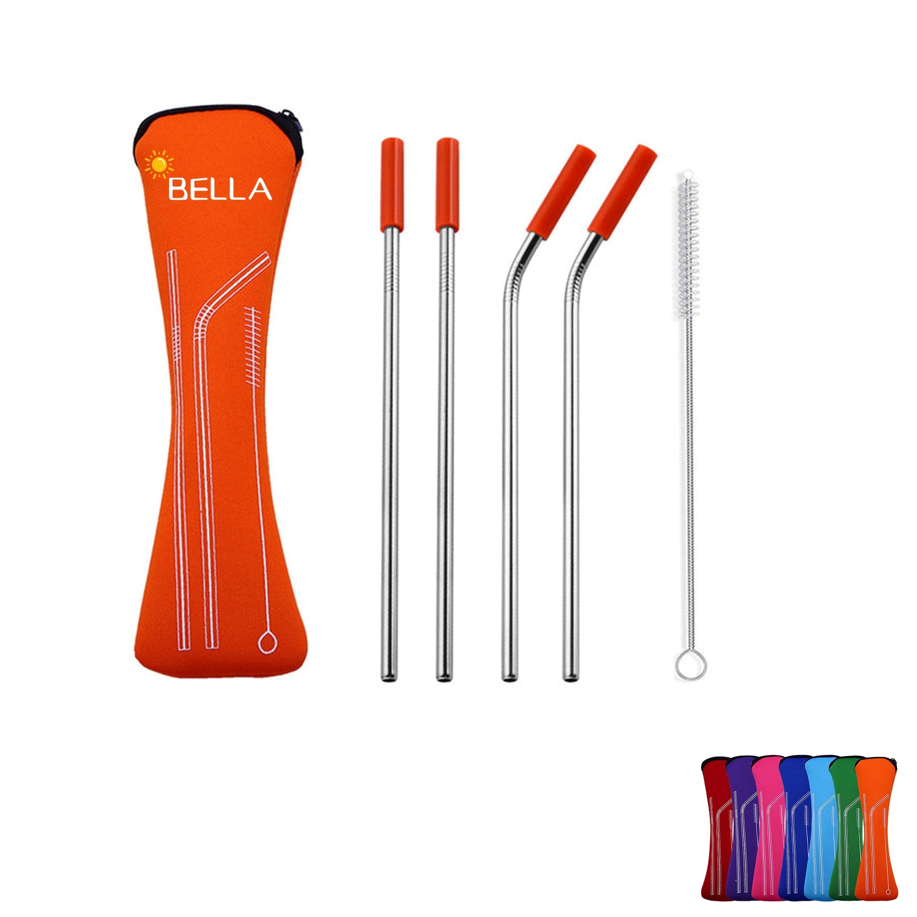 Reusable Stainless Steel Straw With Removable Silicone Tips 2