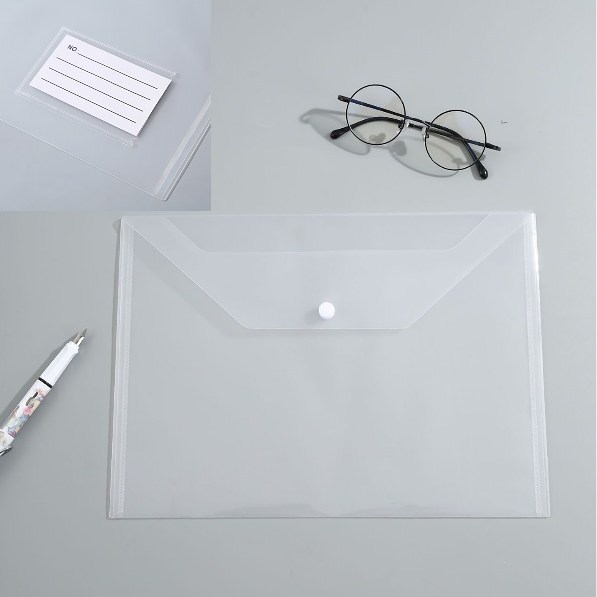 Stylish Transparent PP A4 File Pouch 15