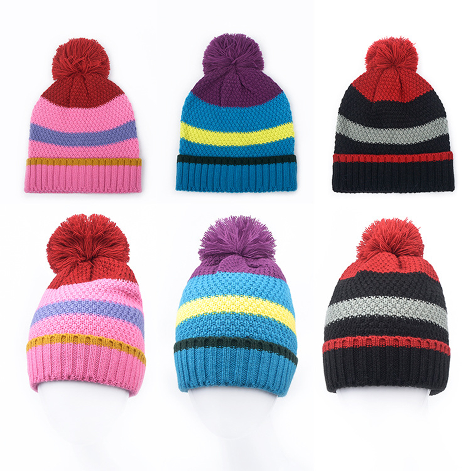 Knit Stripe Pom Beanie 2