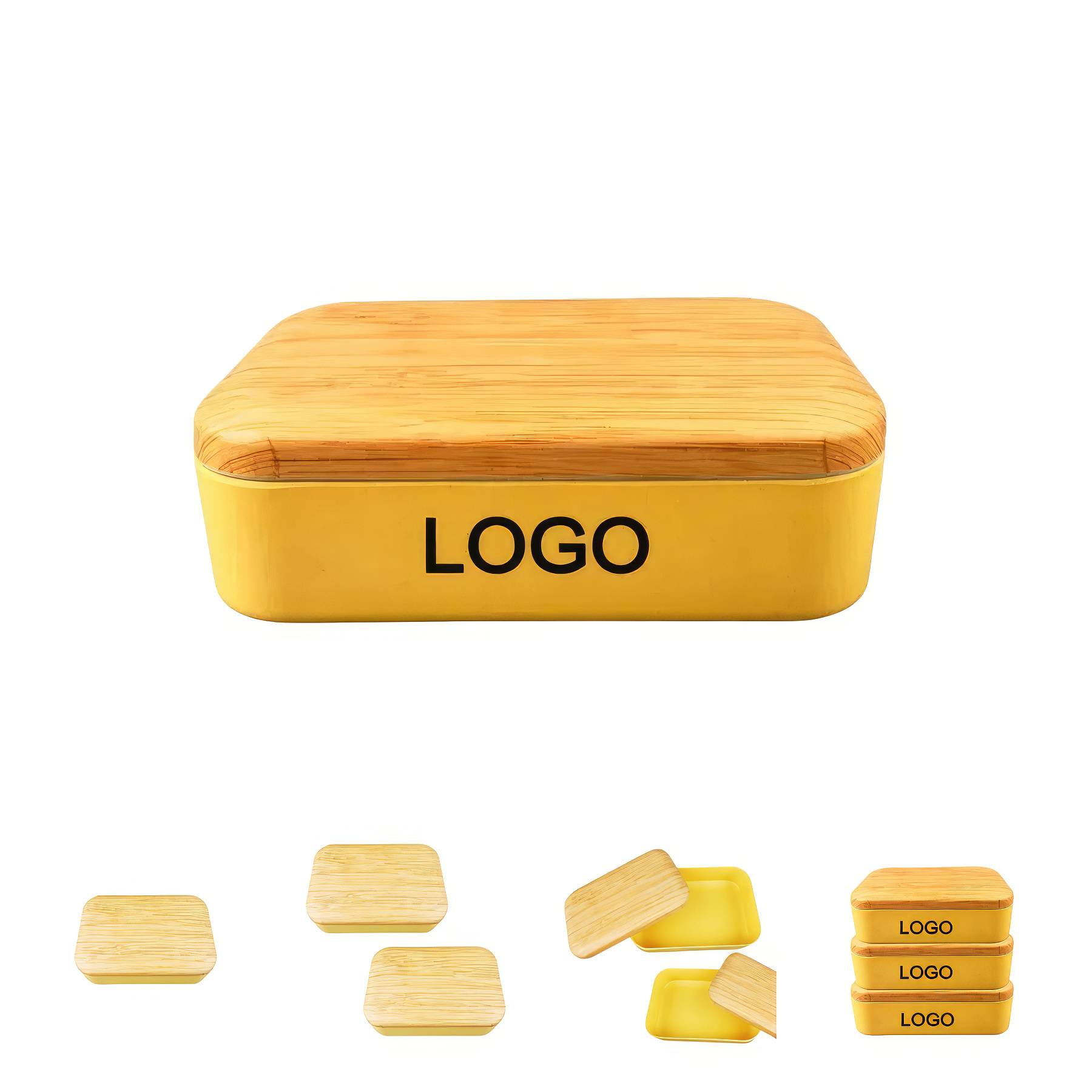 37 OZ Plastic Lunch Container with Wooden Lid 2